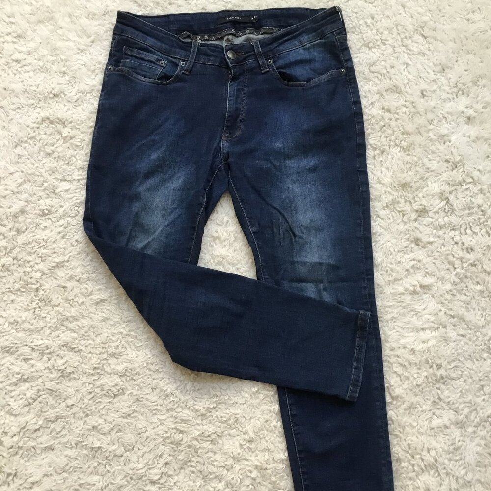 TAHARI Women's Skinny Jeans Denim Stretchy Mid Rise Five Pockets Blue W34